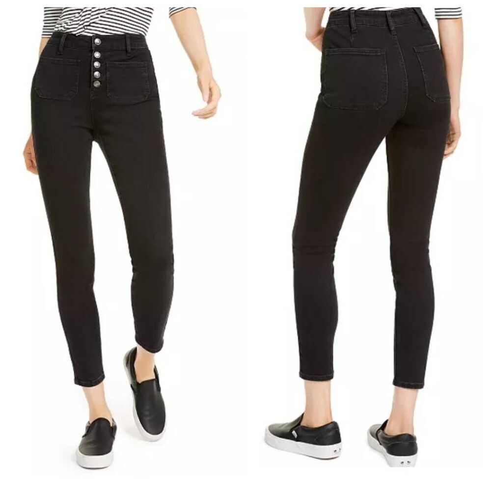 OAT Women's High Rise Sailor Skinny Black Jeans Size 28